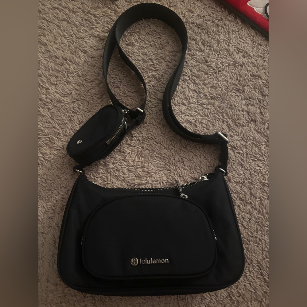 RARE LULULEMON Crossbody with Nano Pouch Black Nylon Bag